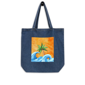 Palm Tree Dreams Organic Denim Tote Bag - beachfrontdrifter
