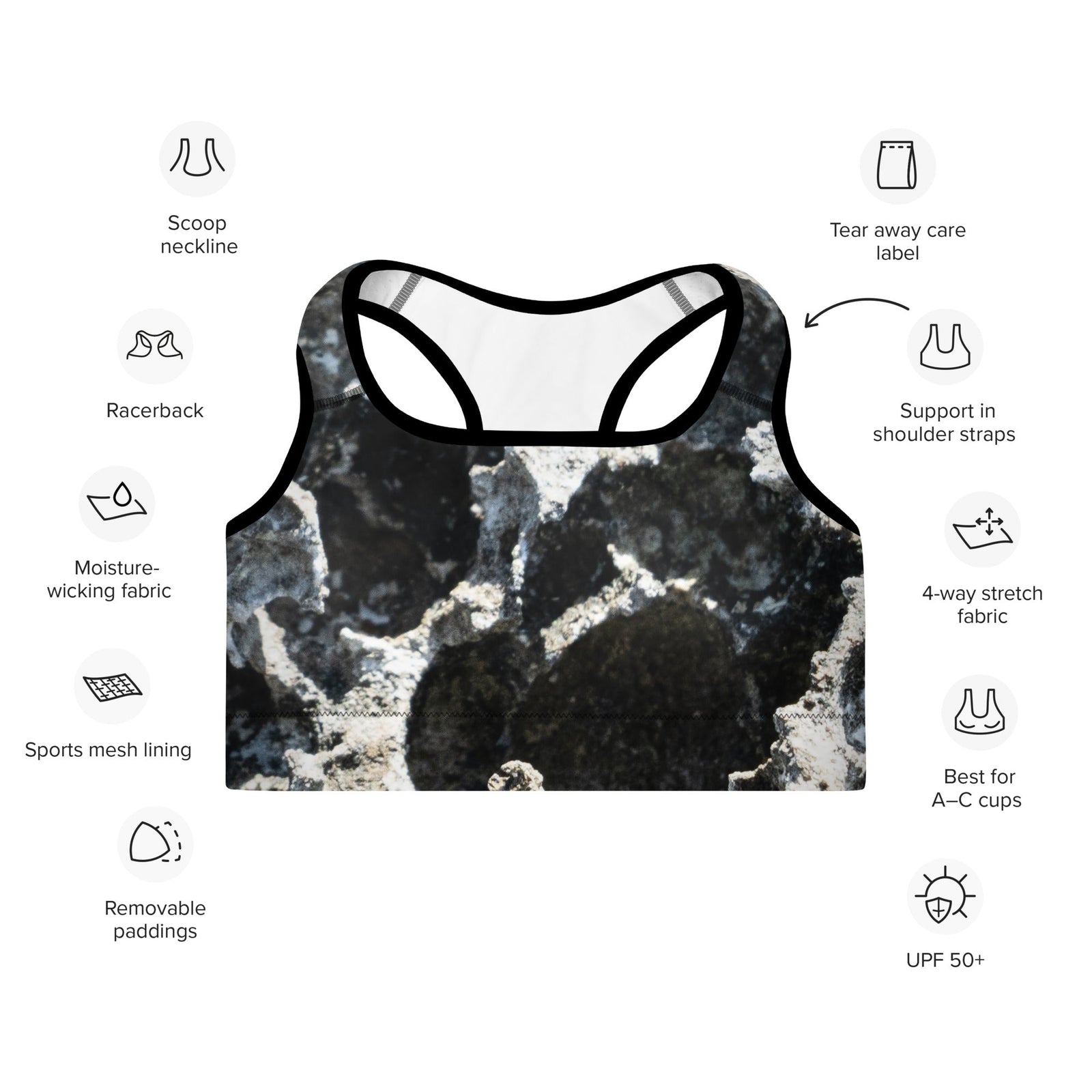 Beach Camo Padded Sports Bra - beachfrontdrifter