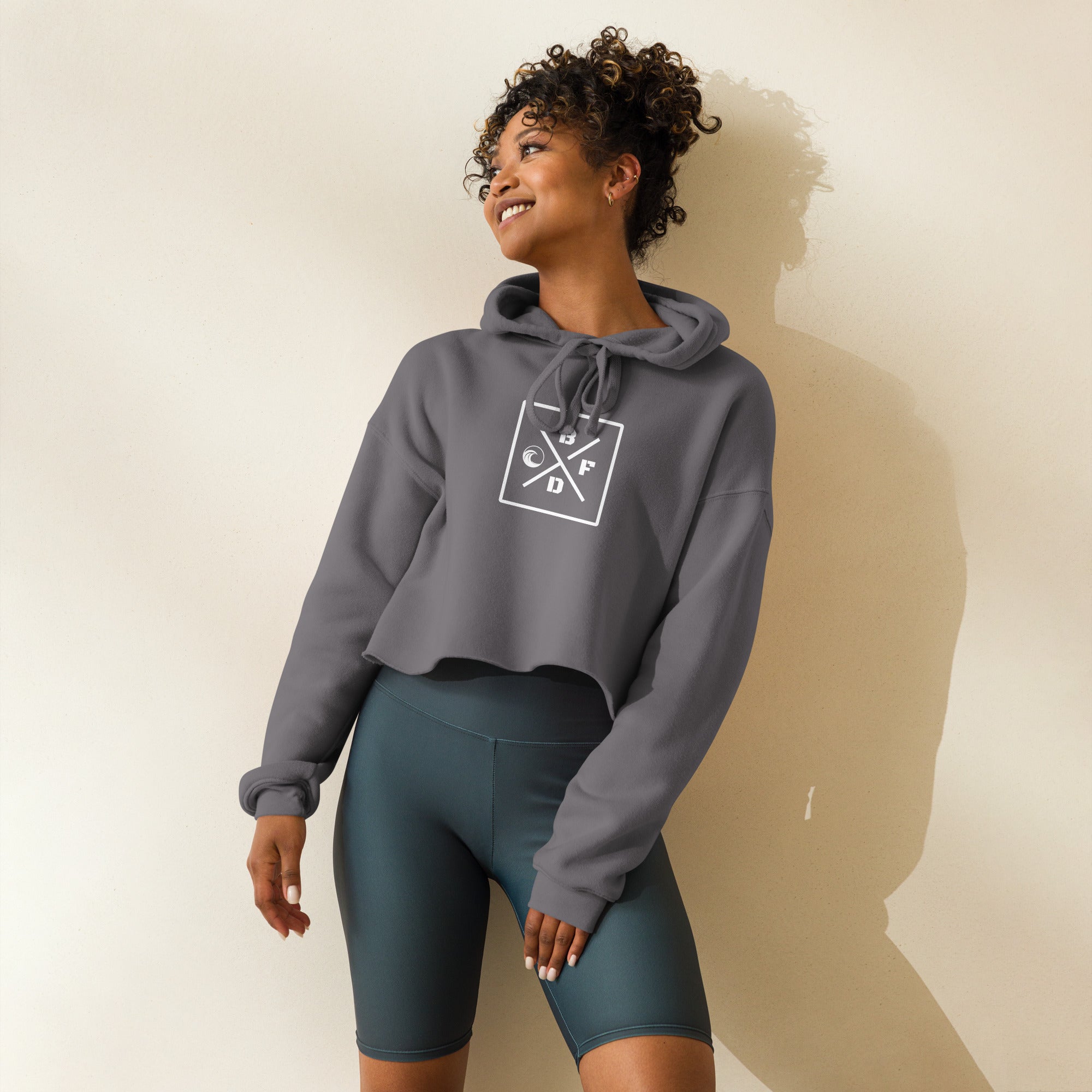 Initials Squared Crop Hoodie - beachfrontdrifter